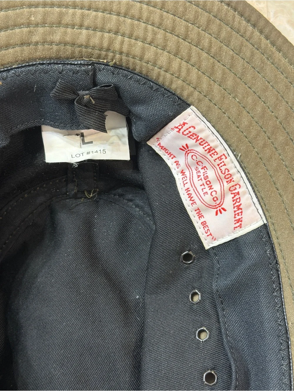 Filson Olive Military Green Bucket Hat Men’s Size L